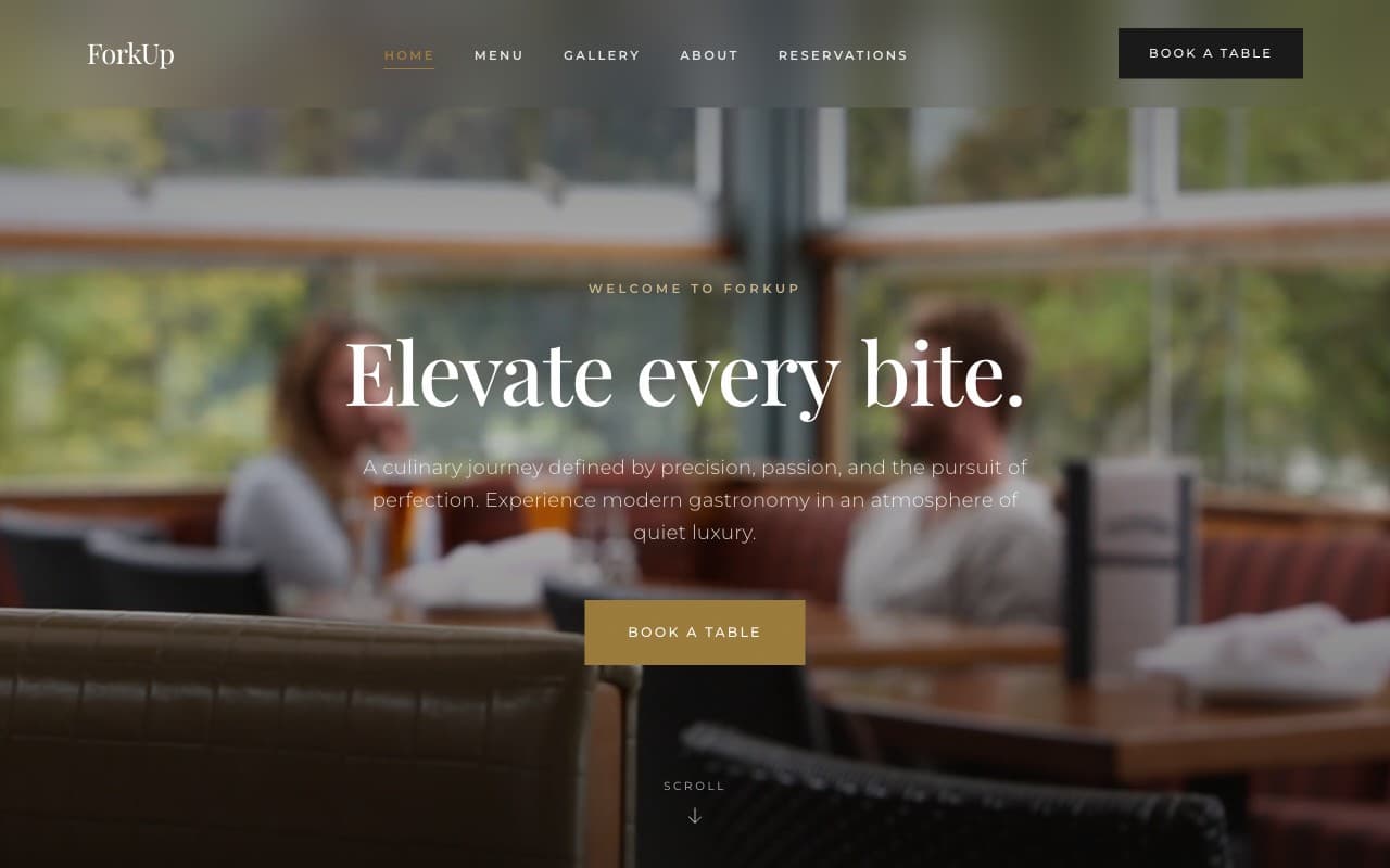 ForkUp — restaurant demo website designed and built by Stacky