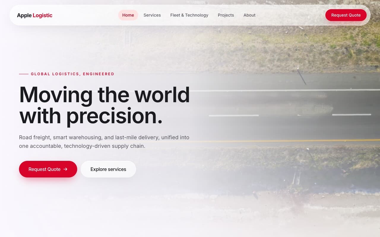 Apple Logistic — logistics demo website designed and built by Stacky in Malaysia
