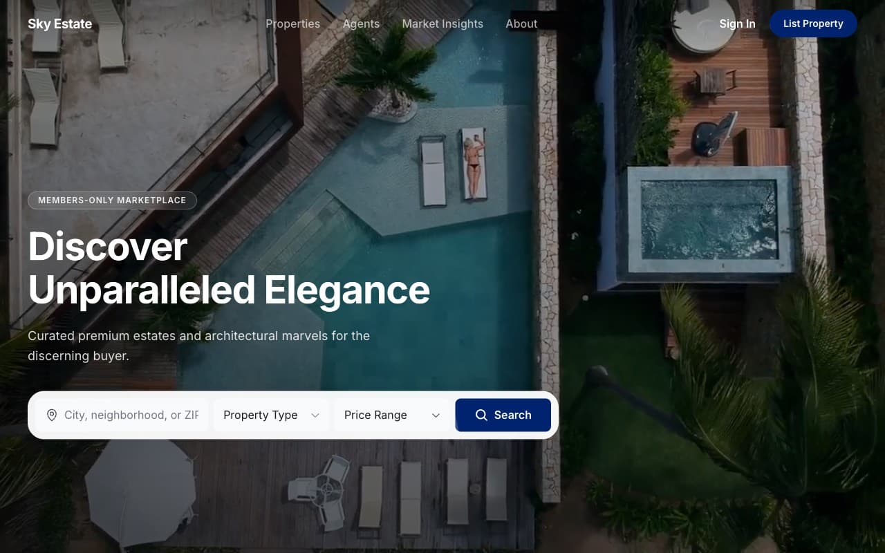 Sky Estate — real estate demo website designed and built by Stacky in Malaysia